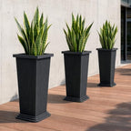 24" Set of 2 Tall Planters for Outdoor Plants, Black Striped - Image 6