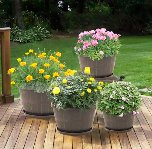 Quarut Plant Planters Pots Set of 4 Pack 16 Inch，Large Plastic Flower Pot - Image 6