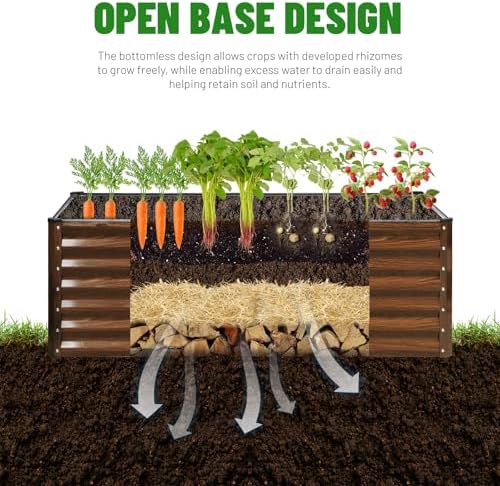SnugNiture 2-Pack 4x2x2FT Galvanized Raised Garden Bed Kit, Metal Planter Box for Planting Plants Vegetables, Brown - Image 6