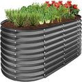 Best Choice Products 4x2x2ft Outdoor Metal Raised Garden Bed, Oval Deep Root Planter Box for Vegetables, Flowers, Herbs, and Succulents w/ 101 Gallon Capacity, Rubber Edge Guard - Charcoal by BestChoiceProducts