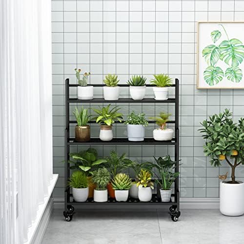 YIZAJIA Plant Stand Indoor Outdoor Tiered Stands Shelf With wheel 3 Tier - Image 4