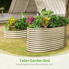 Land Guard 8x4x3ft Oval Galvanized Raised Garden Beds, Large-Capacity Metal Planter Box Outdoor, Durable Deep Raised Garden Bed 3ft Tall, Raised Beds for Gardening Vegetables, Cream Yellow - Image 6