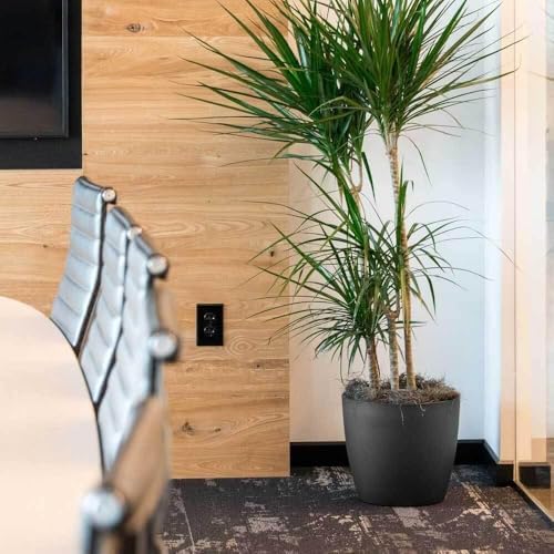 Memphis 18" Round Indoor Floor Planter Pot – Lightweight & Durable Plastic, Modern Design, Made in USA, Recyclable Large Plant Container for Home & Office Décor (Espresso Meta - Image 3