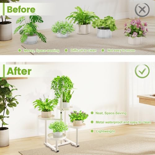Plant Stand Indoor Outdoor,5 Tier Tall Corner Plant Shelf,White - Image 6