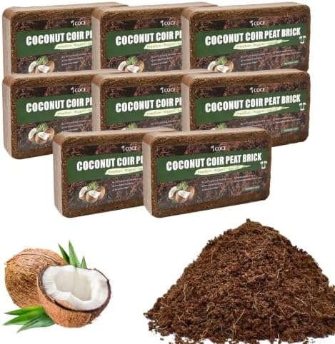 Coco Coir Brick - Low EC & pH Balanced, Compressed Organic Coconut Fiber Potting Mix for Indoor Outdoor Plants, Seed Starting, Hydroponics & Reptile Bedding(11.2lb) by Unknown