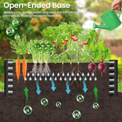 SEJOV 6x3x2ft Raised Garden Bed Kit, Galvanized Planter Raised Garden Boxes Outdoor, Deep Root Raised Planter w/Anti Cutting Strip, Large Metal Raised Garden Bed for Vegetables Flowers Herbs, Black - Image 7