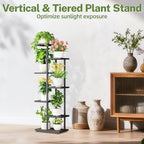 iDavosic.ly Plant Stand Indoor Outdoor, 6-Tier Tall Metal Shelf, Black - Image 5