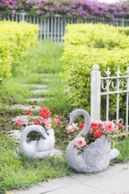 16.5x9x15.5" Transitional Lightweight Elegant Gray Swan Flower Planter with Wings, Bird Figurine Planter for Flowers, Succulent, Accent Display - Hand-Finished Faux Stone Decor - Image 3
