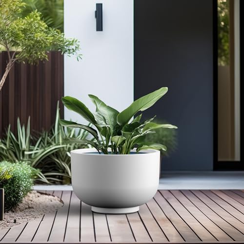 Kante Accent Round Pedestal White Concrete Planter 17.7" Dia, Outdoor - Image 3