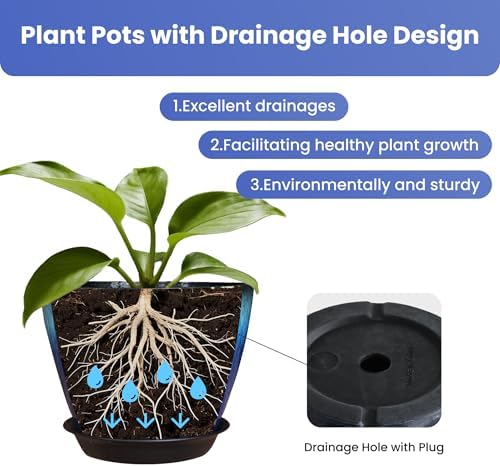 Plant Pots Pack of 4, 8 inch Plastic Flower Pots, Modern Glossy Finishing Planter for Indoor Outdoor Plants (Orange Glaze, 4 Pack) - Image 4