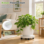5 Pack Plant Caddy with Wheels Rolling Plant Stand with Wheels 10 Inch Plant Dolly Heavy Duty Large Potted Plant Mover with Casters for Indoor and Outdoor, White - Image 5