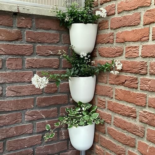ORIMERC 4 Pack Corner Wall Mounted Hanging Planter Self Watering Triangle Plastic Flower Pot Decorative Modern Plant Vase Container Holder for Succulent Indoor Outdoor Home Office Décor White by OrimercGarden