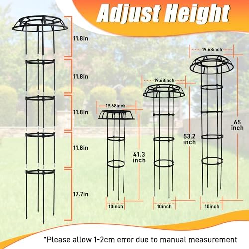 65 Inch Garden Trellis for Climbing Plants Outdoor, Mushroom Top Trellis for Potted Plants, Vines, Roses, Clematis, and Vegetables, Plant Trellis Support 2 Pack - Image 2