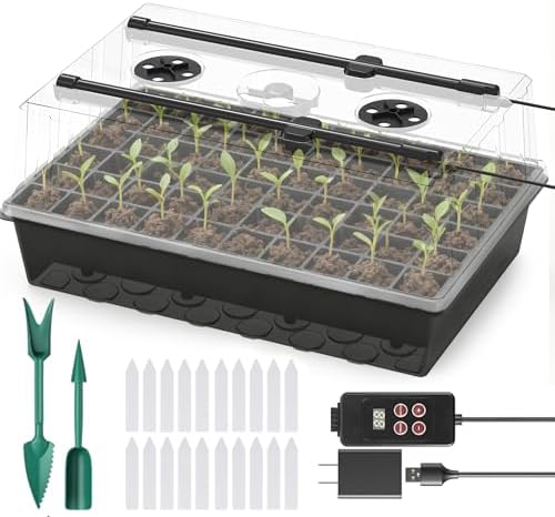 60-Cell Self-Watering Seed Starter Tray with Grow Light, Upgraded 1–24H Timer, Seed Trays with Humidity Dome, Indoor Gardening System, Starter Kit for Seeds, Plant Germination by Unknown
