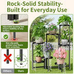 7 Tiers Plant Stand Indoor for Multiple Large Planter, Tall Tiered Folding Plant Rack Outdoor with Rustproof 10 Inch Wide Tray, Plant Shelf for Corner Living Room - BlackDisk - Image 3
