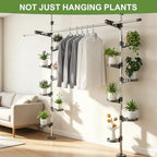 Plant Stand Floor to Ceiling-12 Trays Flower Pot Holder Tension Rod Grey - Image 6