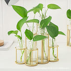 Flower Vases with 6 Bottle Crystal Clear Glass Flower Vase with Metal Stand Propagation Station Plant Display Holder Set for Home or Wedding Décor - Image 4