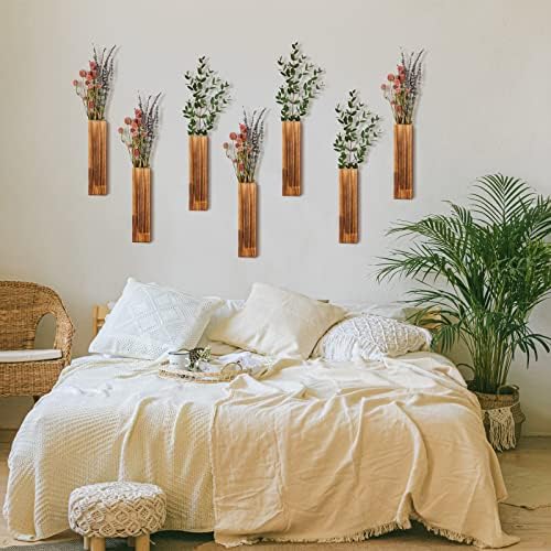 Skylety 6 Pack Wood Wall Planters for Indoor Plants Wooden Hanging Vase Farmhouse Wall Decoration for Bedroom and Living Room(Wood Color) - Image 5