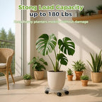 4 Packs 16 Inches Extra-large Clear Plant Caddy Plant Saucers on Wheels Rolling Plant Stands Heavy-duty Plant Dolly Plastic Planter Roller Base Pot Movers Outdoor Plant Tray Coaster - Image 6