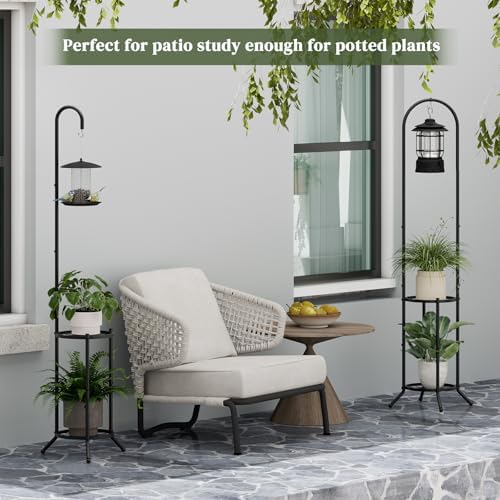 2 Tiers Hanging Metal Plant Stand Space Saving Corner Plant Holder - Image 3