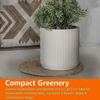 Amazon Basics Fluted Ceramic Planter Pot for Indoor Outdoor Plants, Round Flower Pot with Drainage Hole, 8-inch, White - Image 6
