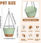 Amyhill 6 Pcs 8 Inch Hanging Planter for Indoor Plants Self Watering Hanging Pot Baskets with Drainage Hole Visible Water Level Tray with Hooks for Garden Outdoor(Green) - Image 2
