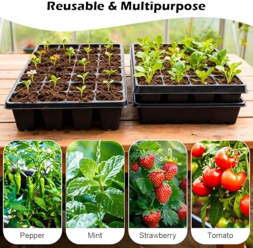 RooTrimmer 10 Pack 40 Cell Seed Starter Trays - Extra Deep 3.9" Plastic Nursery Trays, 20" x 10"，Fits Standard 1020 Flats, for Planting Seedlings, Propagation, Seed Germination and 1020 Flats Inserts - Image 6
