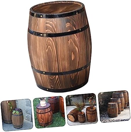 Yardwe Antique Water Beer Decor Vintage Artistic Landscaping Well Ornament Wishing Red Decoration Barrel Planter Plant Summer Bucket Decorative Whiskey Photo Retro Pub - Image 5