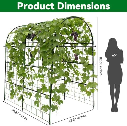 Garden Arch Trellis for Climbing Plants Outdoor - 83" H*71" W*43" L (Black) - Image 4