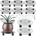 8 Packs Large Metal Plant Caddy with Wheels 14" Rolling Plant Stands Heavy-duty Wrought Iron Plant Roller Base Pot Movers Plant Saucer on Wheels Black by KvyusFlourish