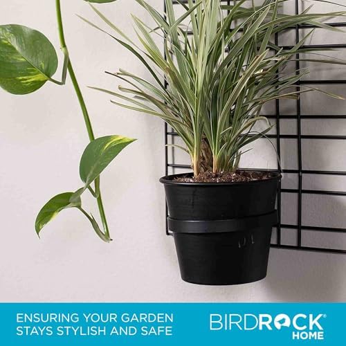 BIRDROCK HOME 6 Pot Garden Wall Grid - Flower or Succulent Planter Pots - Indoor or Outdoor Plant Organizer Rack - Black - Image 5