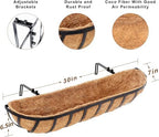 30 Inch Window Deck with Coco Liner, 30" Window Boxes Horse Trough with Coconut Coir Liner, Fence Metal Hanging Flower Planter Window Basket Deck Railing Planter Boxes for Outdoor Garden Lawn, 4pcs - Image 3