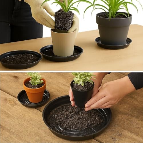 50 Packs 14 Inches Large Plant Saucers for Indoor Outdoor Use Heavy Duty Plastic Plant Plate Dish for Planter Bulk Round Flower Pot Drip Trays to Catch Water 4 to 20 Inch, Black - Image 7