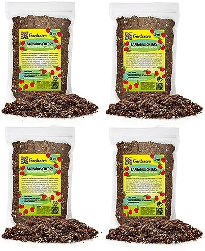 Gardenera Barbados Cherry Plant Potting Mix - Elevate Your Harvesting Experience with a Premium Blend for Flavorful Fruits - 20 Quart by Gardenera