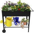 Planting Box with Legs Mobile Elevated Garden Raised Bed with Wheels and Storage Rack for Vegetables Flower Planter by Unknown