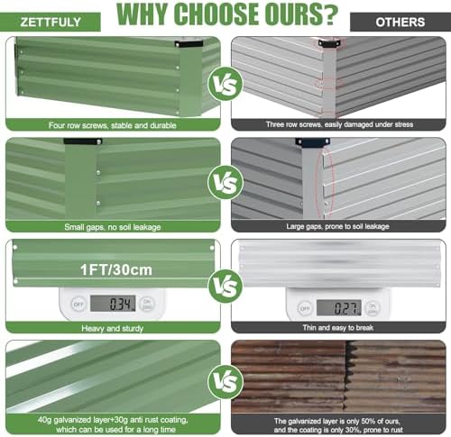 Galvanized Raised Garden Bed Outdoor 2Pack 6x3x1ft Olive Green - Image 6