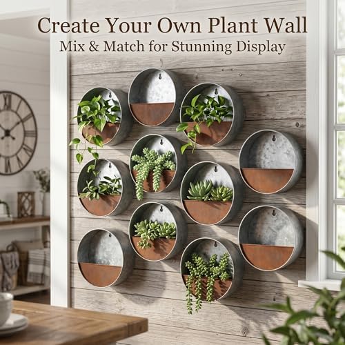 Topadorn 8" Metal Flower Pot, Round Hanging Planter Flower Pot - Image 4