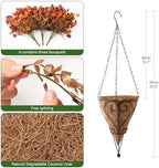 Artificial Faux Mums Fall Hanging Flowers Basket for Outdoors Decoration - Image 2