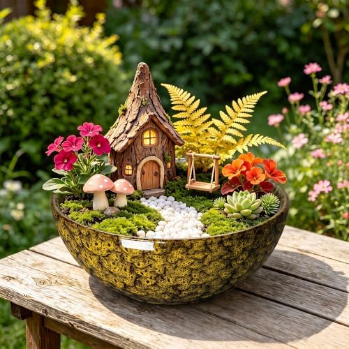 Succulent Pots, 10 Inch Ceramic Bonsai Pots, Yellow Leopard - Image 5