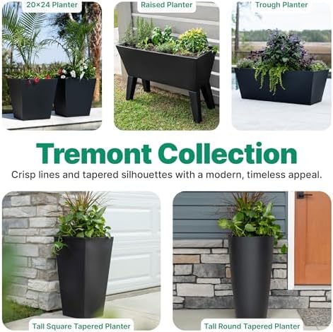 Step2 Tremont Short Square Planter 2-Pack, 14 in Resin Planters, Self-Watering, Onyx Black - Image 7