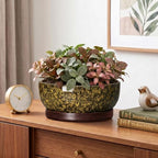 8 Inch Ceramic Succulent Pots with Saucer, Yellow Leopard - Image 6