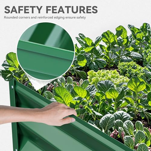 YITAHOME 72x36x18 in Galvanized Raised Garden Bed Kit, Large Metal Planter Box with Gloves & Support Rod, Outdoor Flower Bed for Plants Vegetables, Green - Image 5