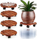 5 Pack Plant Caddy with Wheels Heavy Duty 13.5 Inch Wooden Plant Stand on Wheels Plant Dolly Rolling Plant Stand Plant Roller with Casters for Indoor and Outdoor with 5 Pack Plant Saucers, Round by Planterhoma