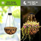 2 Pack 10 Inch Solar Hanging Flower Basket with LED String Lights - Image 4