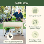 Vego garden Rolling Elevated Raised Garden Bed, 2' x 6' Outdoor Planters Boxes with Legs & Storage Rack for Patio, 1000 Lbs Weight Capacity, Raised Beds for Gardening, Pearl White - Image 4