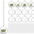 Glikceil Hanging Glass Tealight Holder with Crystal Garland, 34 Pcs, Clear by GlikCeil