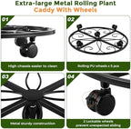 3 Packs 20” Plant Caddy with Wheels Metal Plant Stand on Wheels for Indoor and Outdoor Plants Rolling Plant Stand with Casters Heavy Duty Plant Dolly Roller Caddy, Black - Image 6