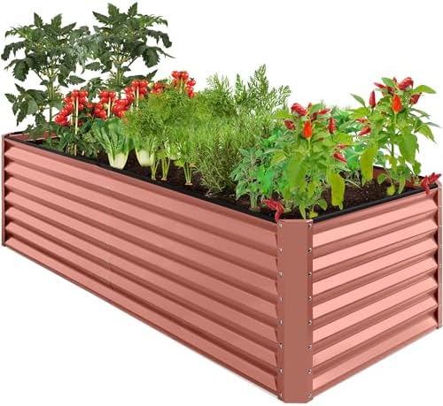 Best Choice Products 8x4x2ft Outdoor Metal Raised Garden Bed, Deep Root Planter Box for Vegetables, Herbs & Flowers, 478-Gallon Capacity, 100% Non Toxic Materials - Terracotta by BestChoiceProducts