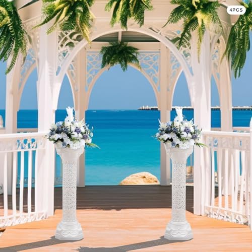 Wedding Roman Columns 34.65" Heart-Shaped Plastic Stand Roman Pillar Greek Column Plant Stand Elegant Wedding Event Party Decorative Column Pedestal Flower Holder (Type B, 4Pcs, 10.63x34.65 Inch) - Image 5