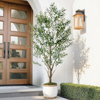8FT Artificial Olive Tree with Realistic Leaves & Natural Trunk, Faux Silk Olive Plant in White Planter, Tall Fake Tree for Modern Home Office Living Room Entryway Corner Decor, Maintenance Free - Image 3